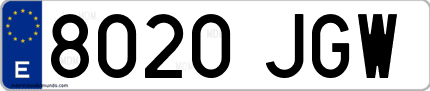 Ejemplo de matrícula de coche ordinaria 8020 JGW