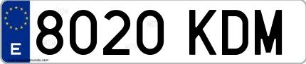 Ejemplo de matrícula española 8020 KDM