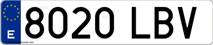 Ejemplo de matrícula de coche ordinaria 8020 LBV