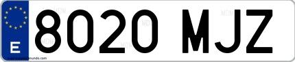 Ejemplo de matrícula española 8020 MJZ