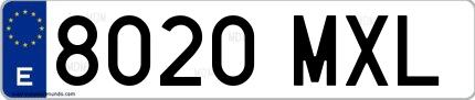 Ejemplo de matrícula española 8020 MXL