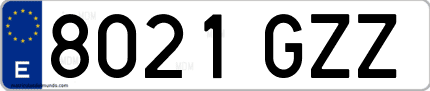 Ejemplo de matrícula de coche ordinaria 8021 GZZ