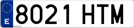 Ejemplo de matrícula de coche ordinaria 8021 HTM