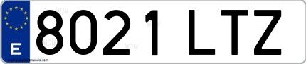 Ejemplo de matrícula española 8021 LTZ