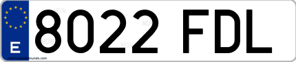 Ejemplo de matrícula de coche ordinaria 8022 FDL