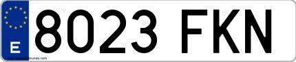 Ejemplo de matrícula española 8023 FKN
