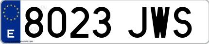 Ejemplo de matrícula española 8023 JWS