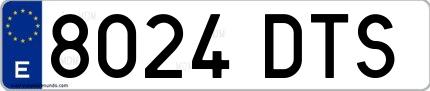 Ejemplo de matrícula española 8024 DTS
