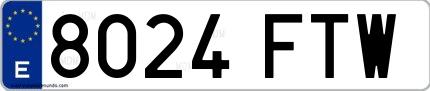 Ejemplo de matrícula española 8024 FTW