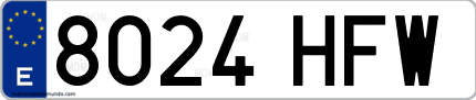 Ejemplo de matrícula de coche ordinaria 8024 HFW