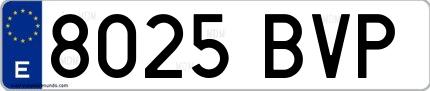 Ejemplo de matrícula española 8025 BVP