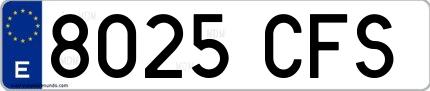 Ejemplo de matrícula española 8025 CFS