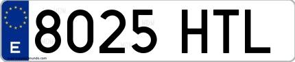 Ejemplo de matrícula española 8025 HTL