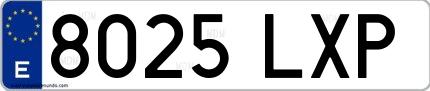 Ejemplo de matrícula española 8025 LXP