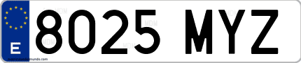 Ejemplo de matrícula de coche ordinaria 8025 MYZ