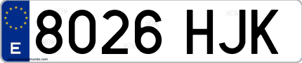 Ejemplo de matrícula de coche ordinaria 8026 HJK
