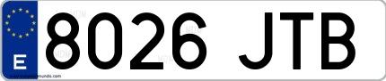 Ejemplo de matrícula española 8026 JTB