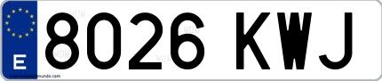 Ejemplo de matrícula española 8026 KWJ
