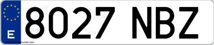 Ejemplo de matrícula española 8027 NBZ