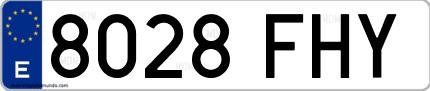 Ejemplo de matrícula de coche ordinaria 8028 FHY