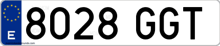 Ejemplo de matrícula de coche ordinaria 8028 GGT