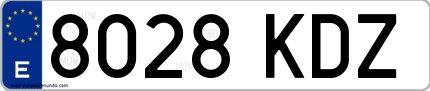 Ejemplo de matrícula española 8028 KDZ