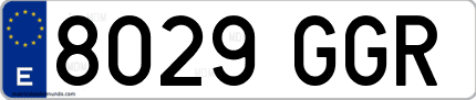 Ejemplo de matrícula de coche ordinaria 8029 GGR