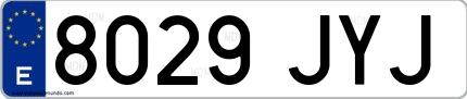 Ejemplo de matrícula española 8029 JYJ