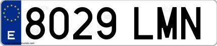 Ejemplo de matrícula española 8029 LMN