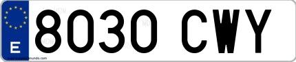 Ejemplo de matrícula española 8030 CWY