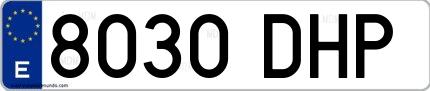 Ejemplo de matrícula española 8030 DHP