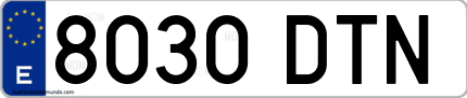 Ejemplo de matrícula de coche ordinaria 8030 DTN