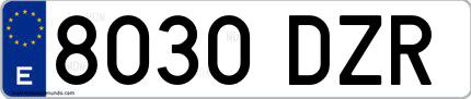 Ejemplo de matrícula española 8030 DZR