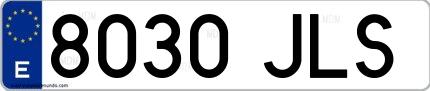 Ejemplo de matrícula española 8030 JLS