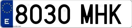 Ejemplo de matrícula española 8030 MHK