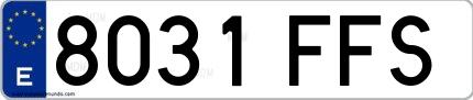 Ejemplo de matrícula española 8031 FFS