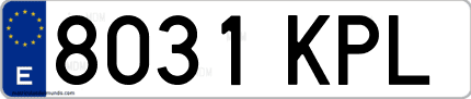 Ejemplo de matrícula de coche ordinaria 8031 KPL