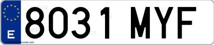 Ejemplo de matrícula española 8031 MYF