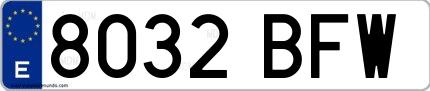 Ejemplo de matrícula española 8032 BFW