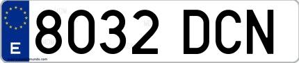 Ejemplo de matrícula española 8032 DCN