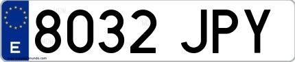 Ejemplo de matrícula española 8032 JPY