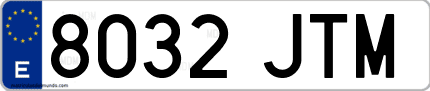 Ejemplo de matrícula de coche ordinaria 8032 JTM