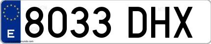 Ejemplo de matrícula española 8033 DHX