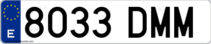 Ejemplo de matrícula de coche ordinaria 8033 DMM