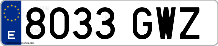 Ejemplo de matrícula de coche ordinaria 8033 GWZ