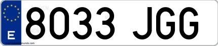 Ejemplo de matrícula española 8033 JGG