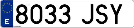 Ejemplo de matrícula española 8033 JSY