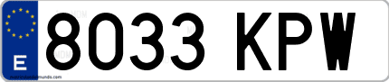 Ejemplo de matrícula de coche ordinaria 8033 KPW