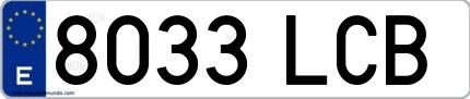 Ejemplo de matrícula española 8033 LCB