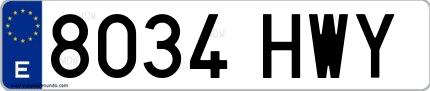 Ejemplo de matrícula española 8034 HWY